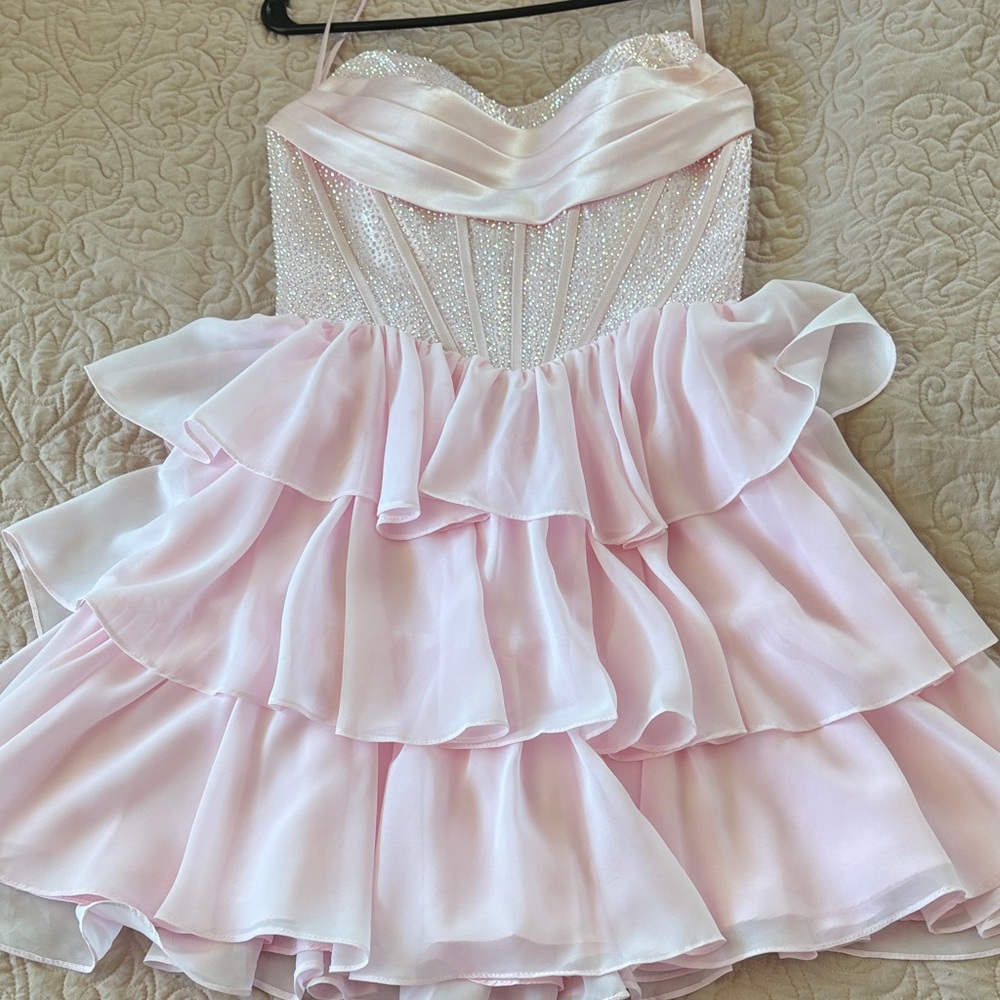 STACEES Pink ruffle dress
